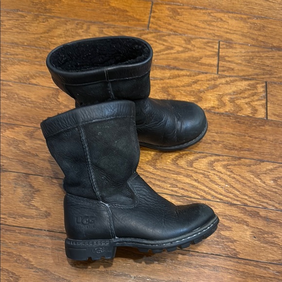 UGG Black Leather Boots - Picture 1 of 14